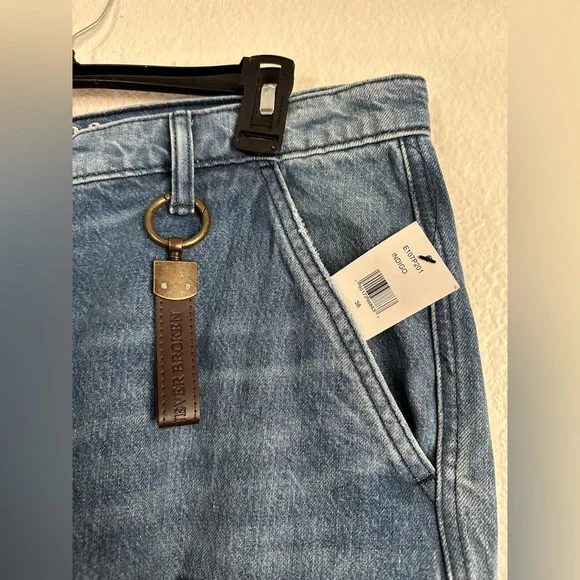 PRPS Indigo Miyagi Patchwork Cargo Denim Jeans Noir Bruised Never Broken Size 38